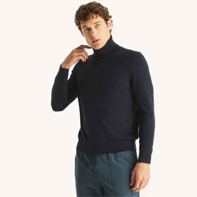 Men's warm wool pullover-Nautica Mens Navtech Turtleneck Sweater