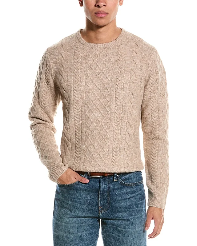 Men's breathable cotton sweater-Paisley & Gray Cable Wool-Blend Crewneck Sweater