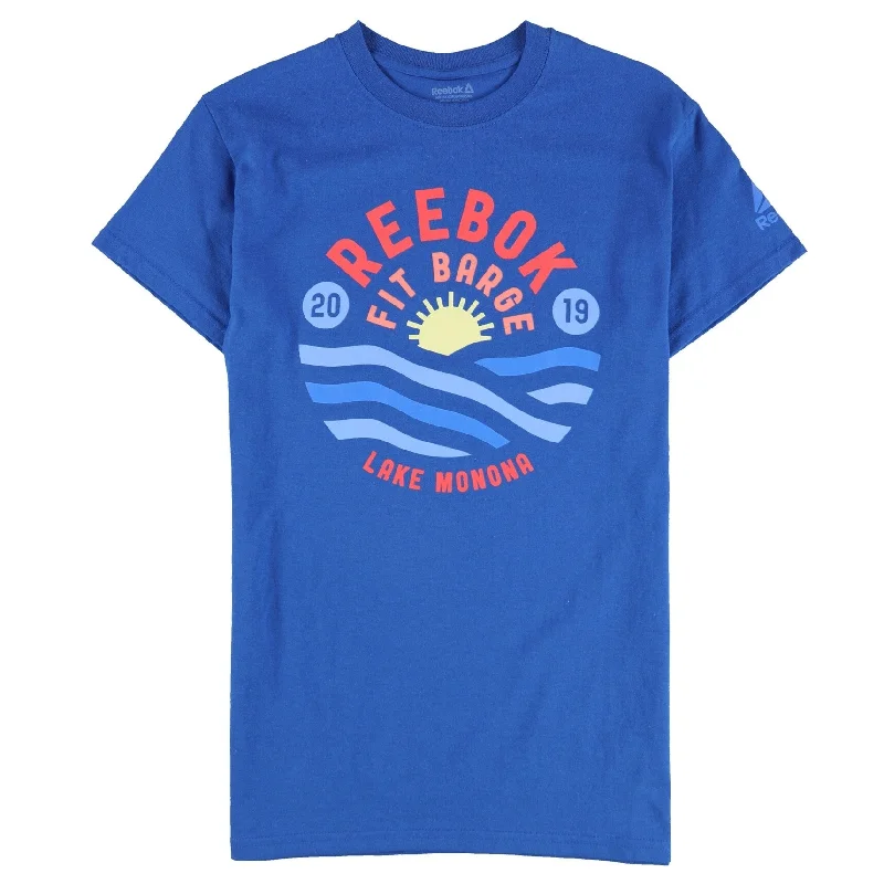 Men's short-sleeve lightweight graphic shirt-Reebok Mens Fit Barge 2019 Graphic T-Shirt, Blue, Small