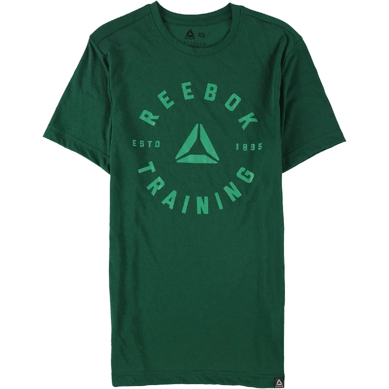 Men's short-sleeve designer top-Reebok Mens GS Training SpeedWick Graphic T-Shirt, Green, X-Small