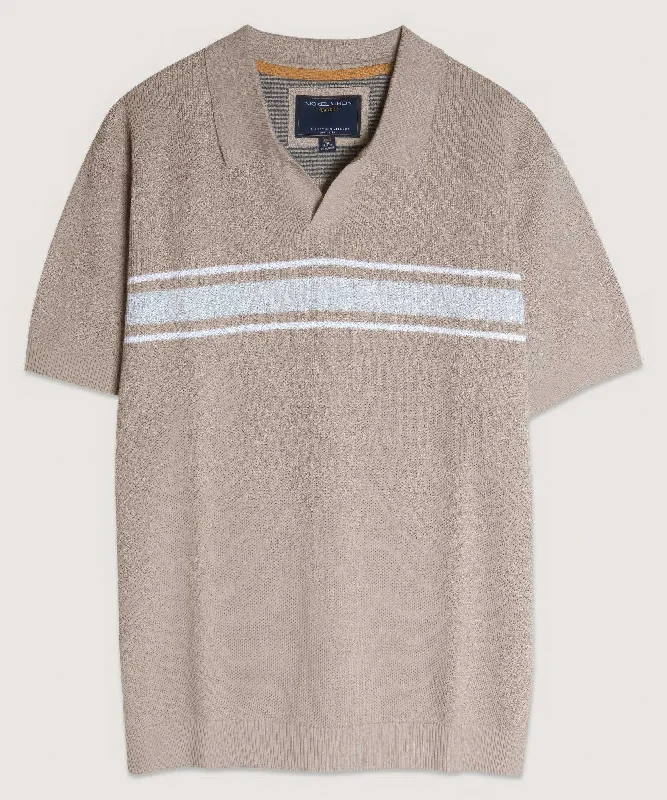 Men's trendy wool sweater-Retro Stripe Polo Sweater