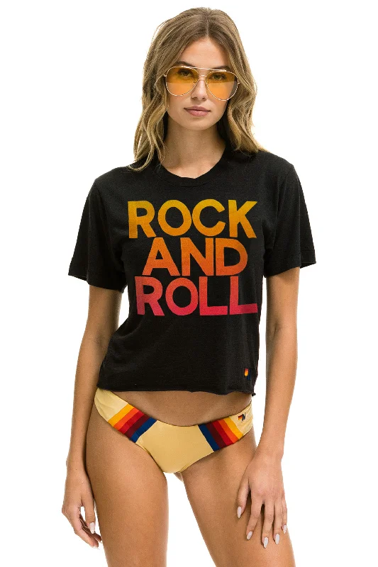 Men's short-sleeve casual everyday top-ROCK & ROLL FADE BOYFRIEND TEE - CHARCOAL