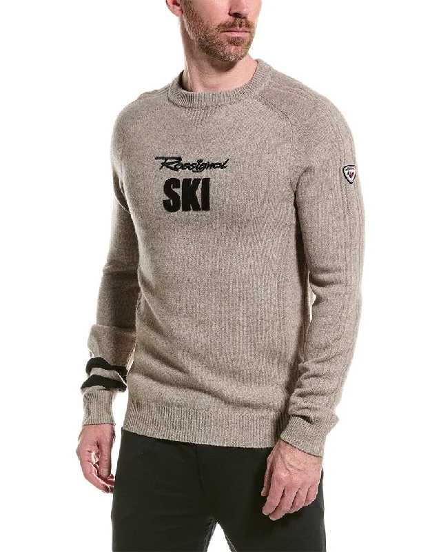 Men's stylish cashmere sweater-Rossignol Signature Knit Wool & Cashmere-Blend Crewneck Sweater