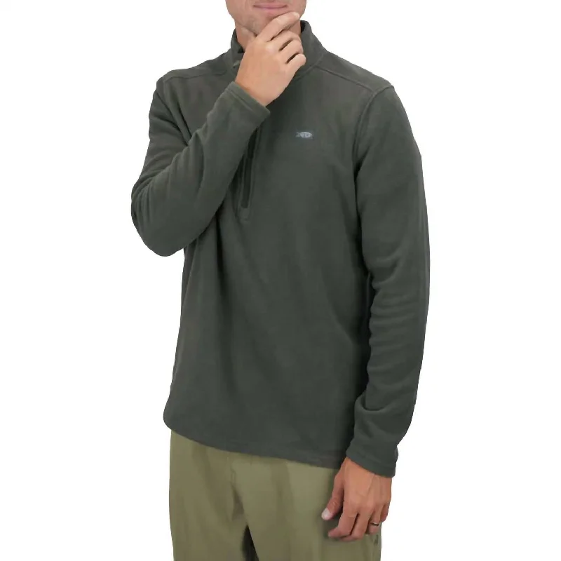 Men's trendy crew neck pullover-Sundown Fishing 1/4 Zip Fleece Shirt In Bungee Cord