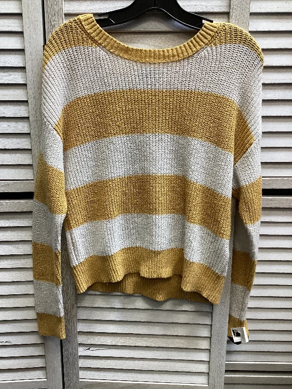 Men's cozy turtleneck sweater-Sweater By American Eagle In White & Yellow, Size: M