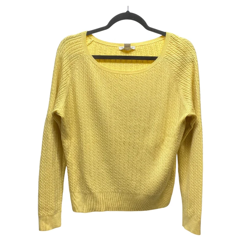 Men's warm v-neck sweater-Sweater By Casual Corner In Yellow, Size: M