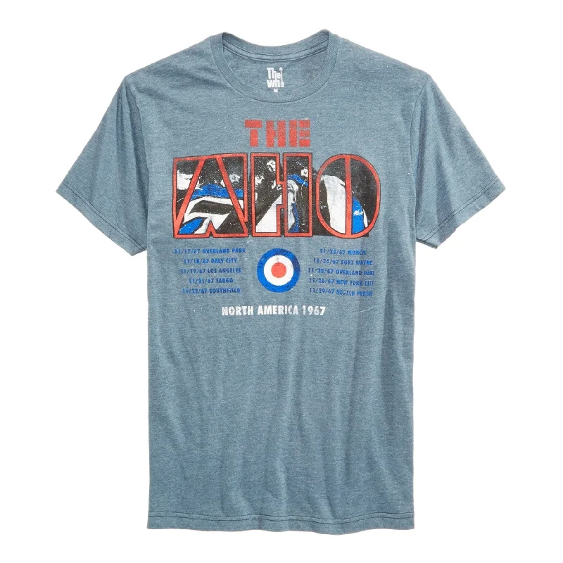 Men's short-sleeve v-neck t-shirt-The Who Mens North America 1967 Graphic T-Shirt, Blue, Small