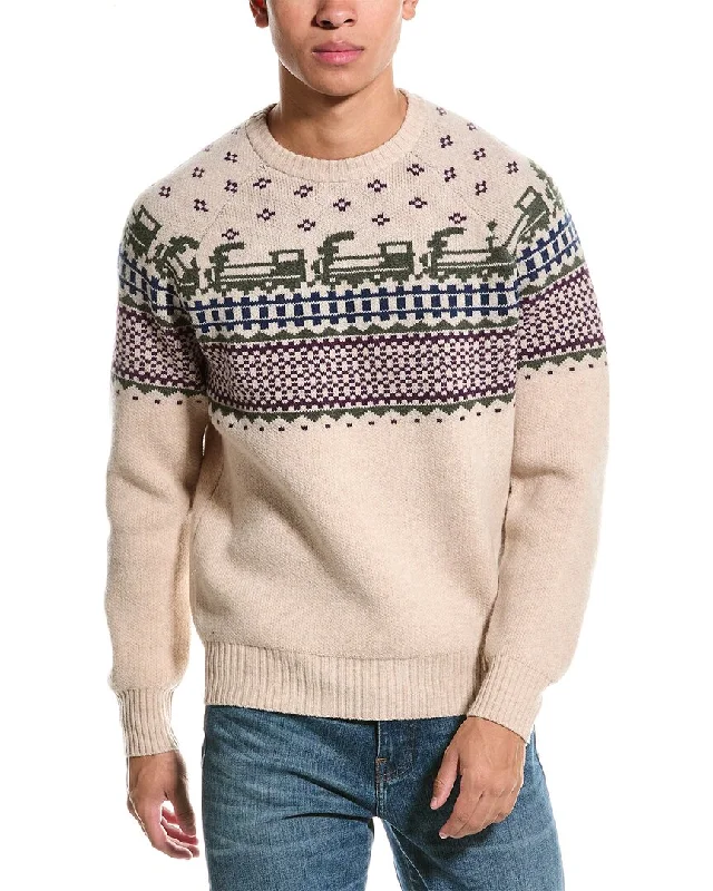 Men's soft crew neck sweater-Todd Snyder Fair isle Wool Crewneck Sweater