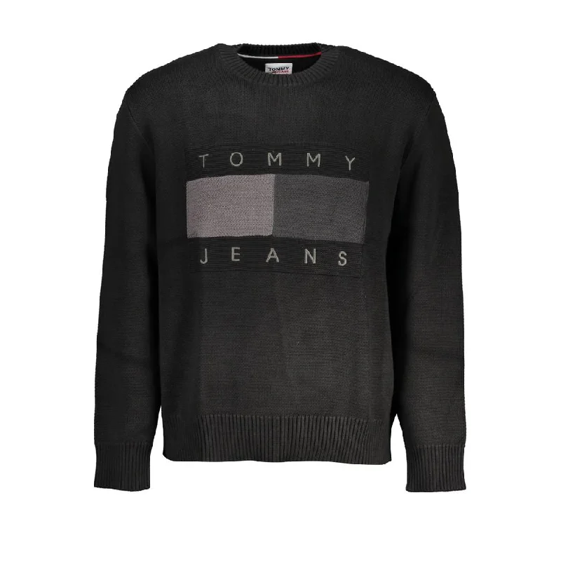 Men's soft crew neck sweater-Tommy Hilfiger Elegant Crew Neck Cotton Sweater with Contrast Men's Details