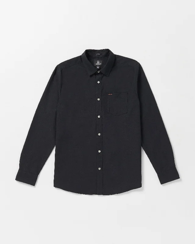 Men's short-sleeve relaxed fit top-Veeco Oxford Long Sleeve Shirt - Black