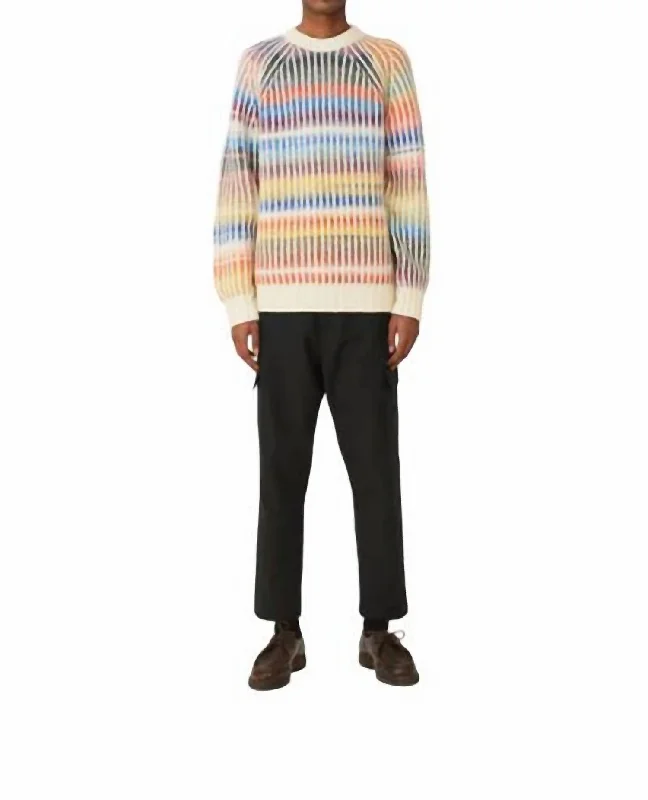 Men's soft chunky sweater-Viggo Raglan Crew Sweater In Bright Multi