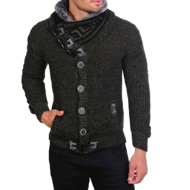 Men's classic cotton cardigan-Wool Blend Sweater In Grey