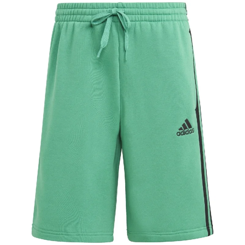 Men's lightweight casual pants-adidas Men's 3 Stripes 10 Fleece Shorts Green Size Small