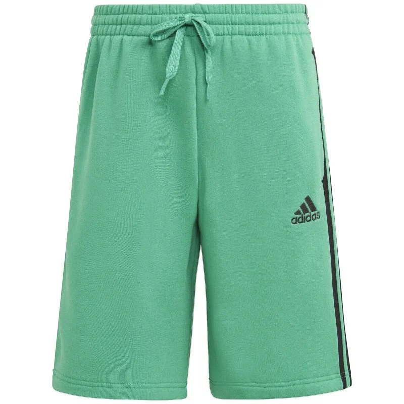 Men's soft chino pants-adidas Men's 3 Stripes 10 Fleece Shorts Green Size X-Large