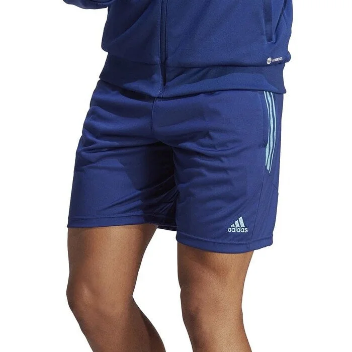 Men's rugged jogger pants-adidas Men's Tiro Lightweight Three Stripe 8 Track Shorts Blue Size XX-Large