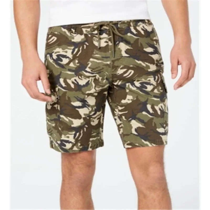 Men's modern cargo pants-American Rag Men's Camo Drawstring Cargo Shorts Green