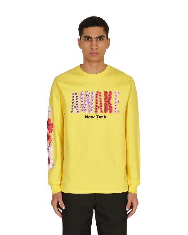 Men's short-sleeve soft fabric shirt-Bloom Logo Longsleeve T-Shirt Yellow