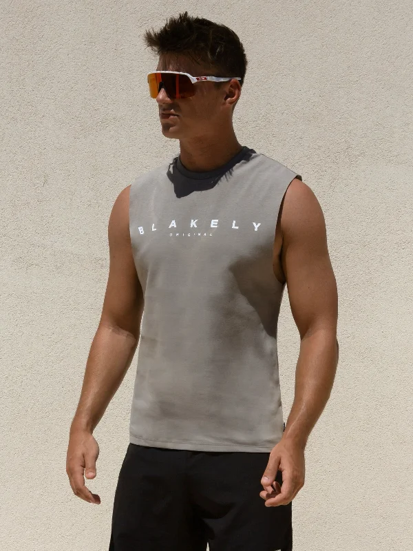 Men's short-sleeve urban casual top-Maui Sleeveless Tee - Stone Grey