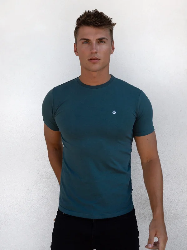 Men's short-sleeve soft white shirt-Salerno T-Shirt - Teal Green