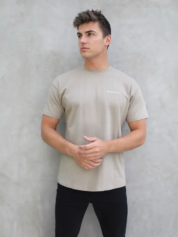 Men's short-sleeve minimalist top-Series Relaxed T-Shirt - Washed Khaki