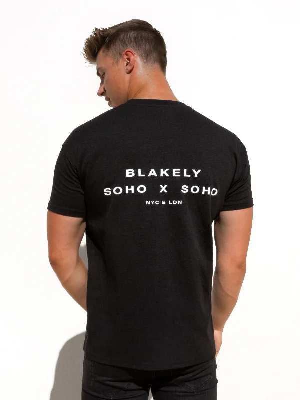 Men's short-sleeve soft cotton top-Soho Relaxed T-Shirt - Black