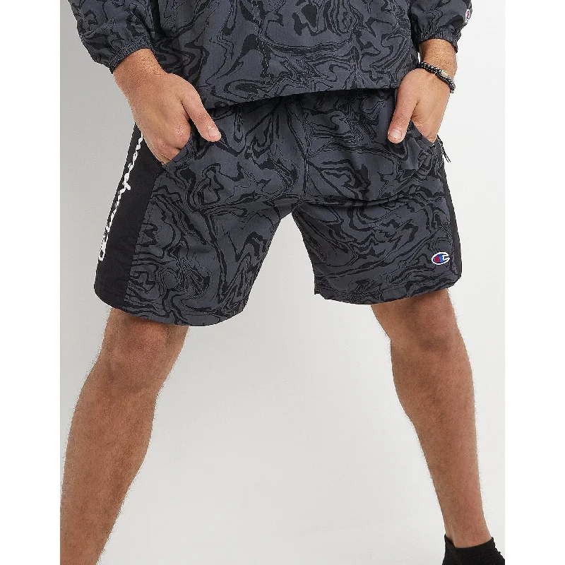 Men's casual chino pants-Champion Men's Printed Hybrid Water Resistant 7 Shorts Black Size Large