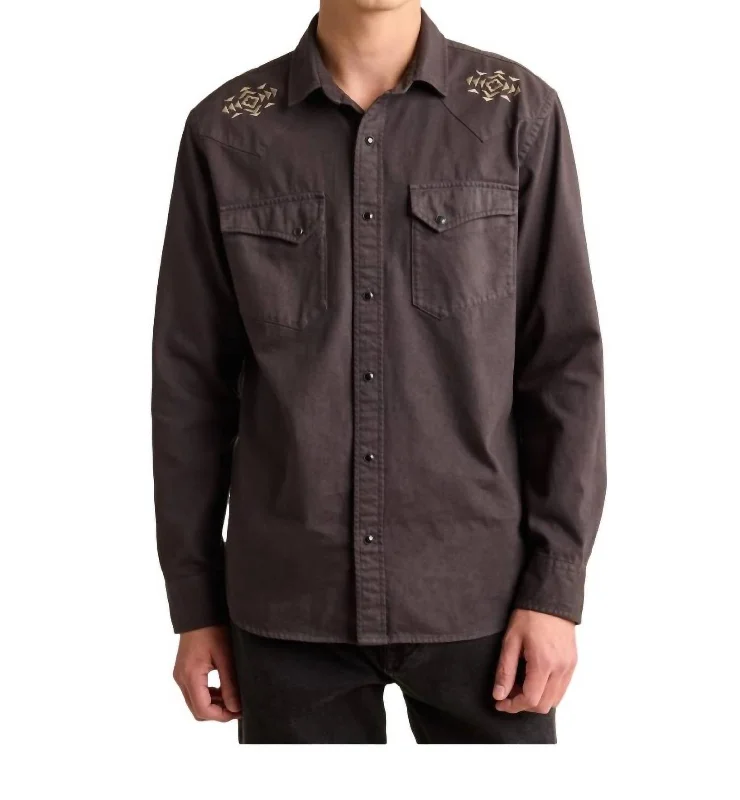 Men's short-sleeve casual shirt-Chandler Embroidered Shirt In Black