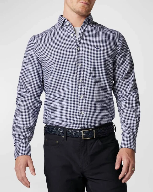 Men's classic white shirt-Gunn Check Oxford Sports Fit Shirt In Snow