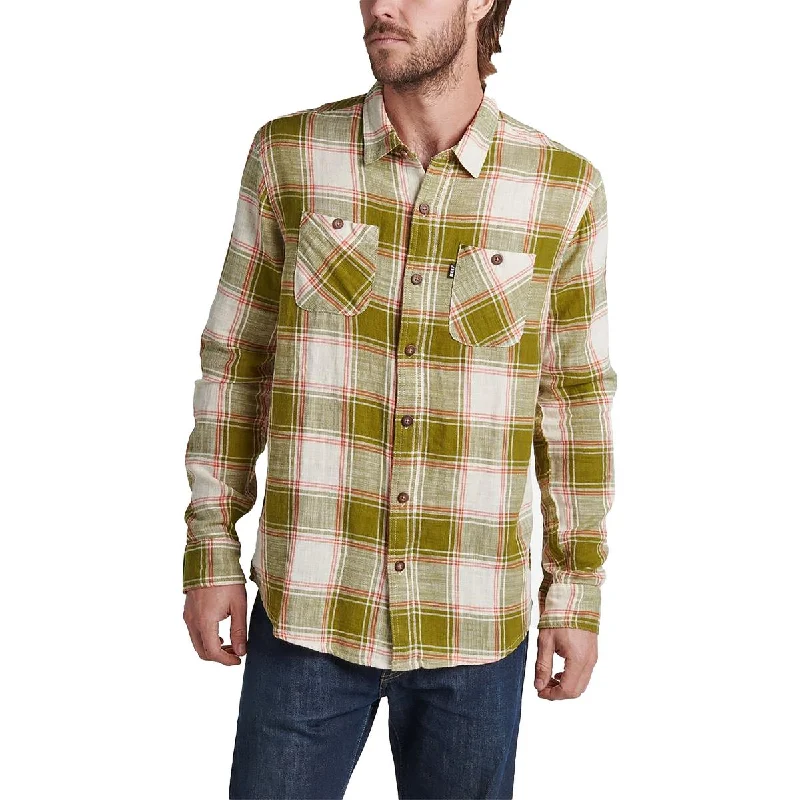 Men's slim oxford shirt-Hedford Mens Cotton Plaid Button-Down Shirt