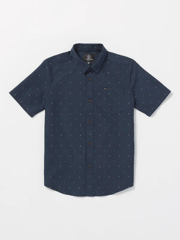 Men's short-sleeve oxford shirt-Big Boys Hone Stone Woven Short Sleeve Shirt - Navy