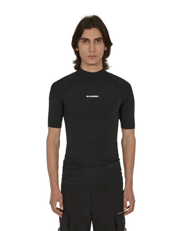 Men's short-sleeve casual breathable top-Logo Rash Guard Black