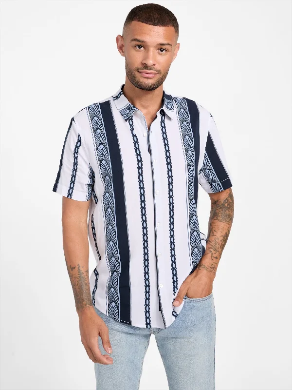 Men's tailored denim shirt-Kayce Striped Pattern Shirt