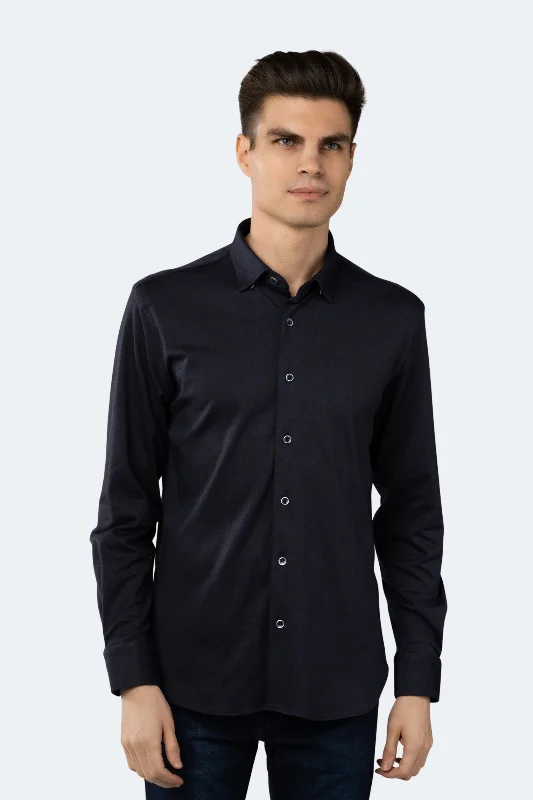 Men's luxury casual shirt-Leo Black Solid Shirt