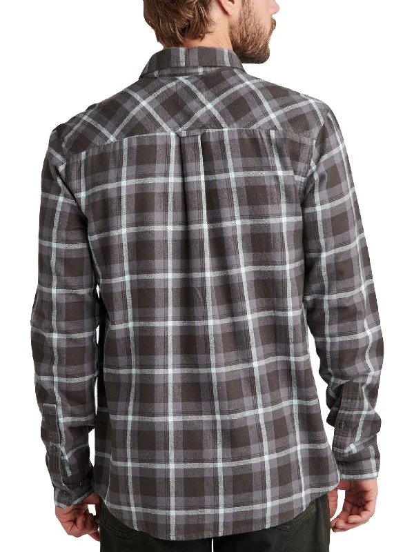 Men's vintage plaid shirt-Mako Mens Collared Plaid Button-Down Shirt