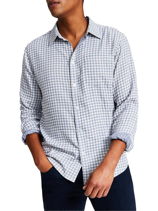 Men's premium business shirt-Mens Check Print Gingham Button-Down Shirt