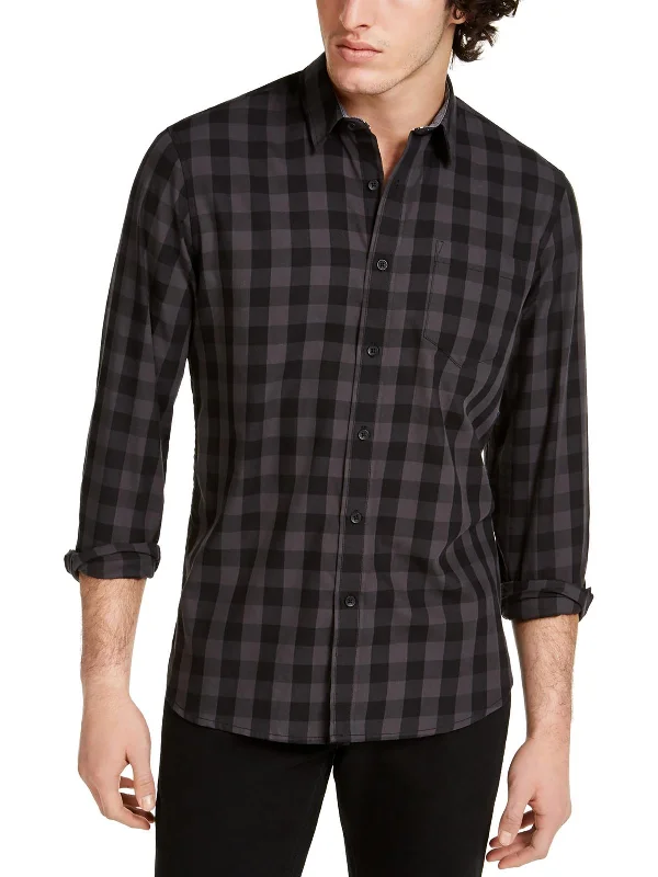 Men's modern checkered shirt-Mens Cotton Casual Shirt