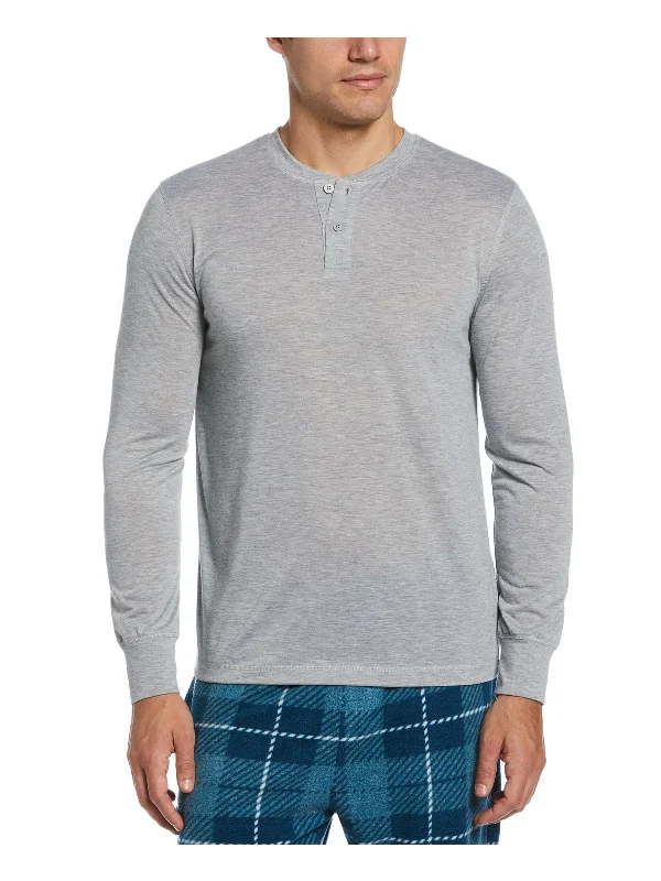 Men's lightweight striped shirt-Mens Heathered Pullover Henley Shirt