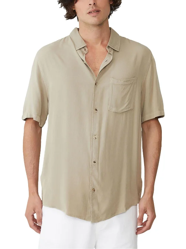 Men's bold formal shirt-Mens Pocket Viscose Button-Down Shirt