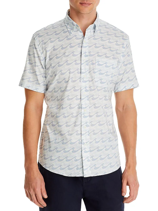 Men's soft checkered shirt-Mens Printed Wrinkle Resistant Button-Down Shirt