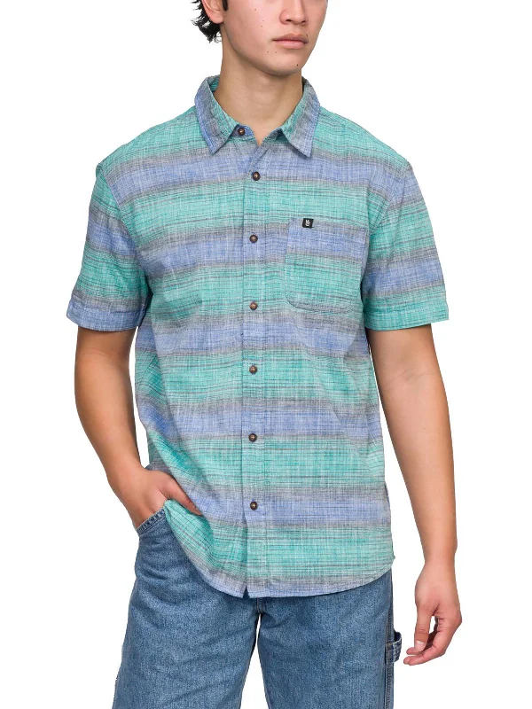 Men's classic plaid shirt-Mens Striped Woven Button-Down Shirt