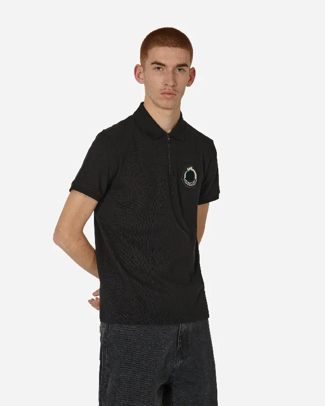 Men's short-sleeve vibrant graphic top-Year of The Dragon Logo Patch Polo T-Shirt Black