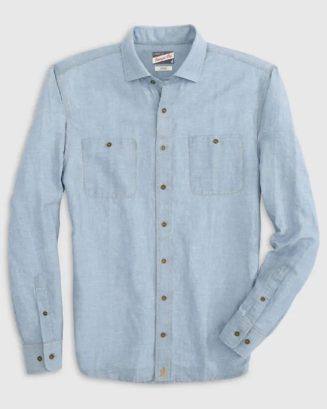 Men's trendy striped shirt-Morgan Button Down Shirt In Chambray