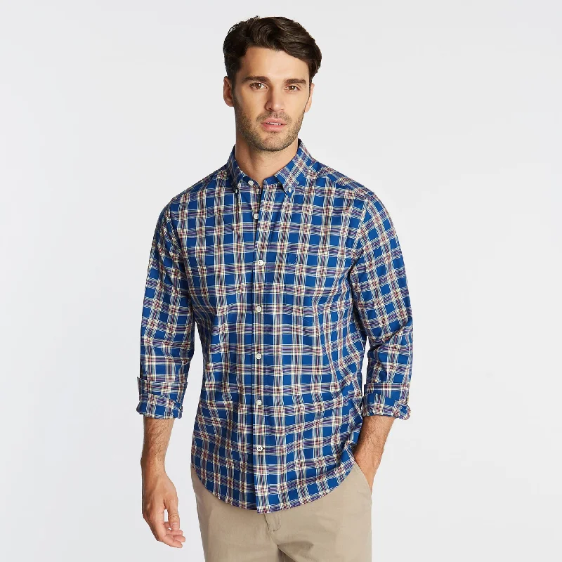 Men's long-sleeve white shirt-Nautica Mens Big & Tall Wrinkle Resistant Shirt In Yarn Dyed Plaid