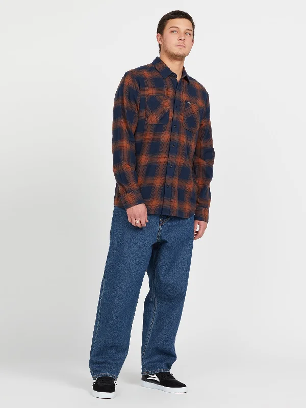 Men's breathable casual shirt-Netastone Long Sleeve Flannel - Navy