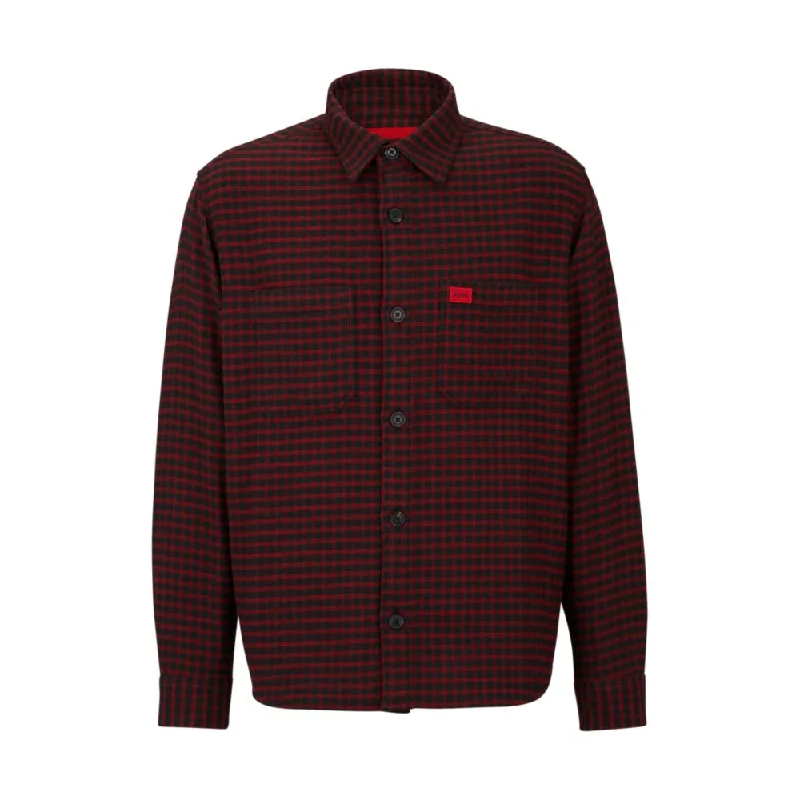 Men's lightweight linen shirt-Oversize-fit shirt in checked cotton flannel