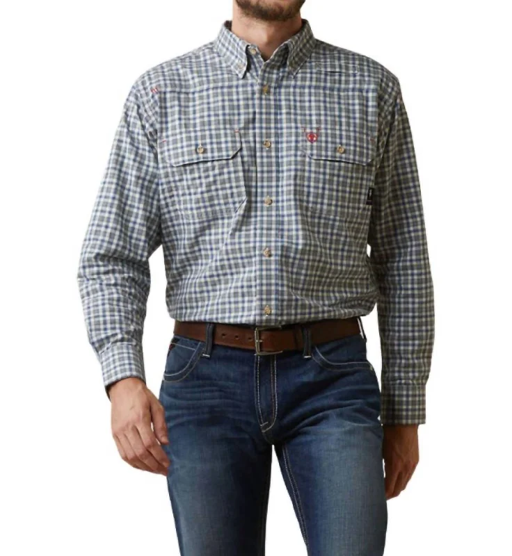 Men's breathable casual shirt-Plaid Featherlight Work Shirt - Plus In Clear Sky Plaid