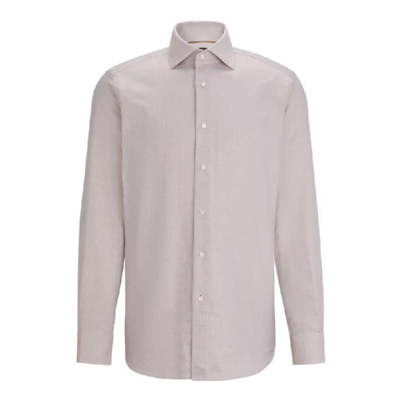 Men's breathable cotton shirt-Regular-fit long-sleeved shirt in cotton dobby