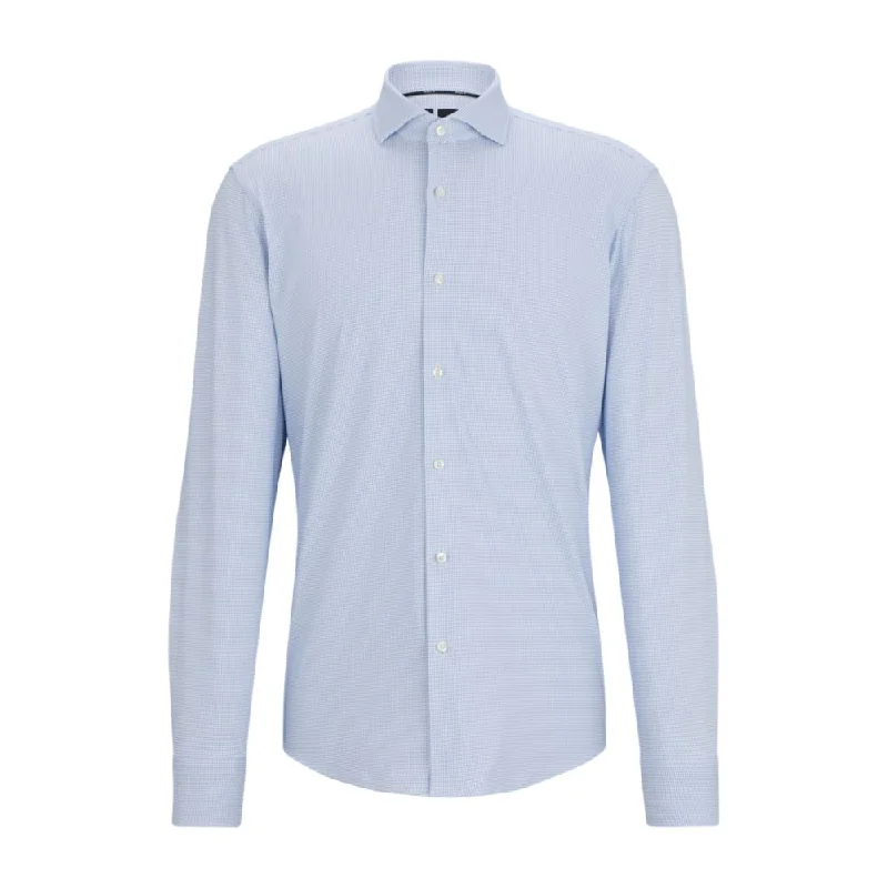 Men's trendy slim shirt-Regular-fit shirt in structured performance-stretch material