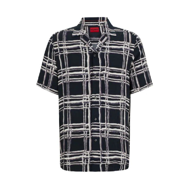 Men's soft flannel shirt-Relaxed-fit shirt in abstract-print canvas