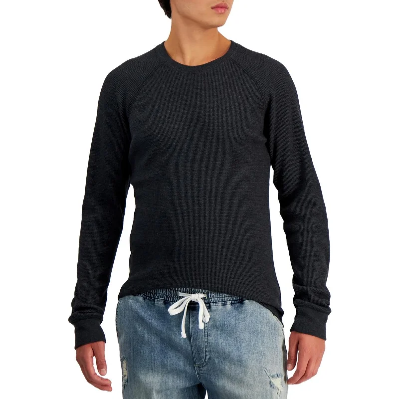 Men's breathable casual shirt-Remix Mens Waffle Knit Crewneck Thermal Shirt